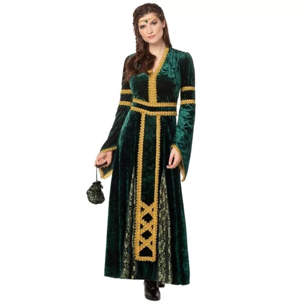 Adult Emerald Medieval Costume in Size Medium